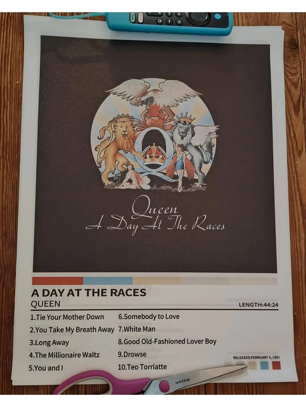 Queen (Band) - A Day At The Races- Album Artwork Print Unframed Canvas-12x16-NEW